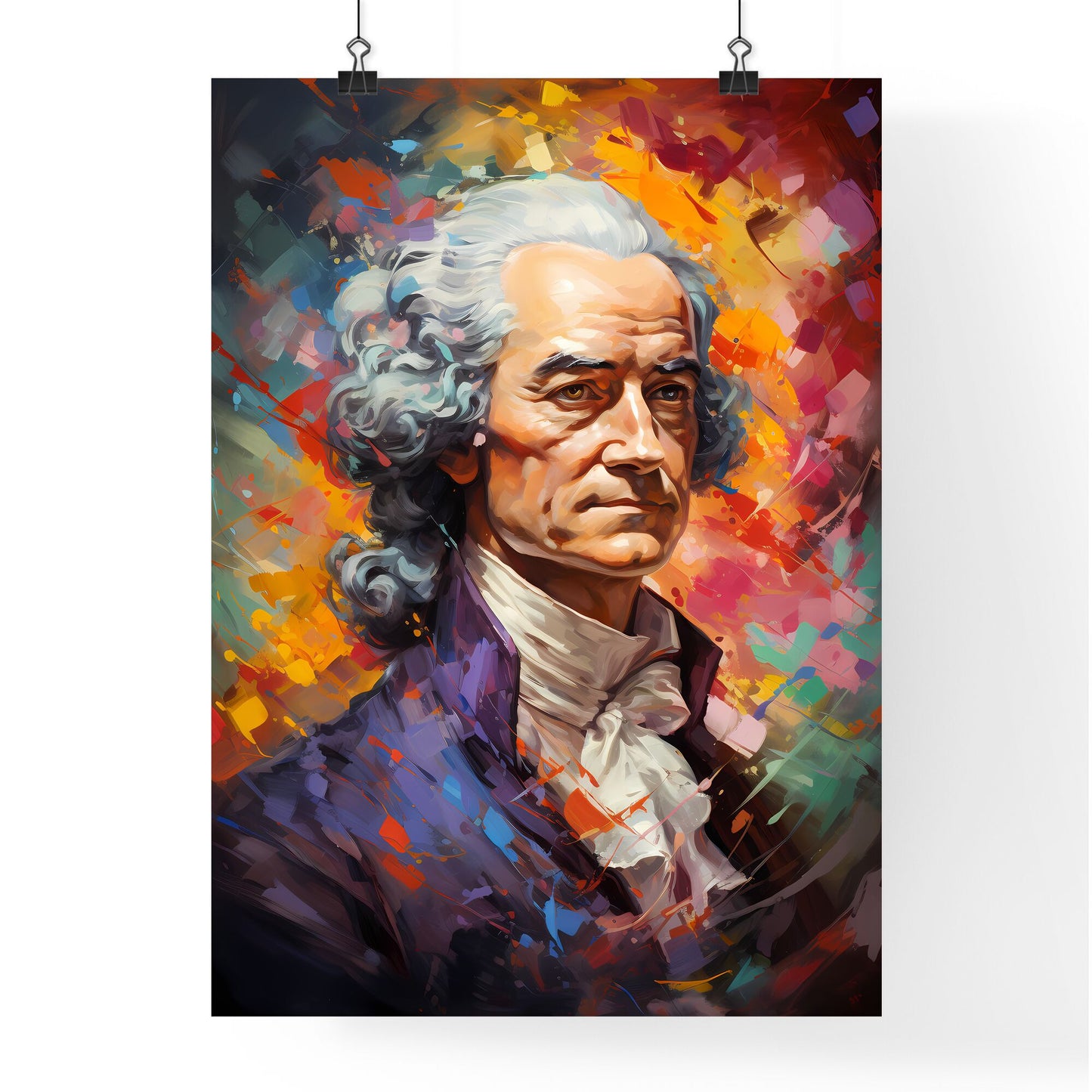 Voltaire French Enlightenment Writer Philosopher - A Painting Of A Man With A White Hair And A Blue Jacket Default Title