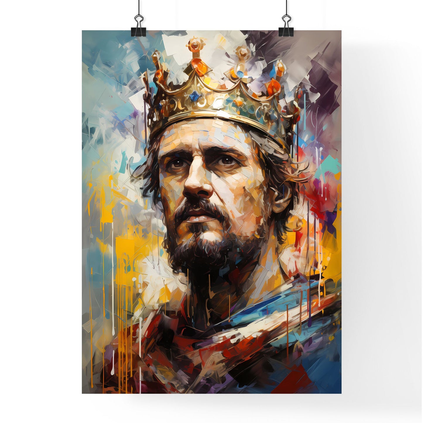 William The Conqueror First Norman King Of England - A Painting Of A Man Wearing A Crown Default Title