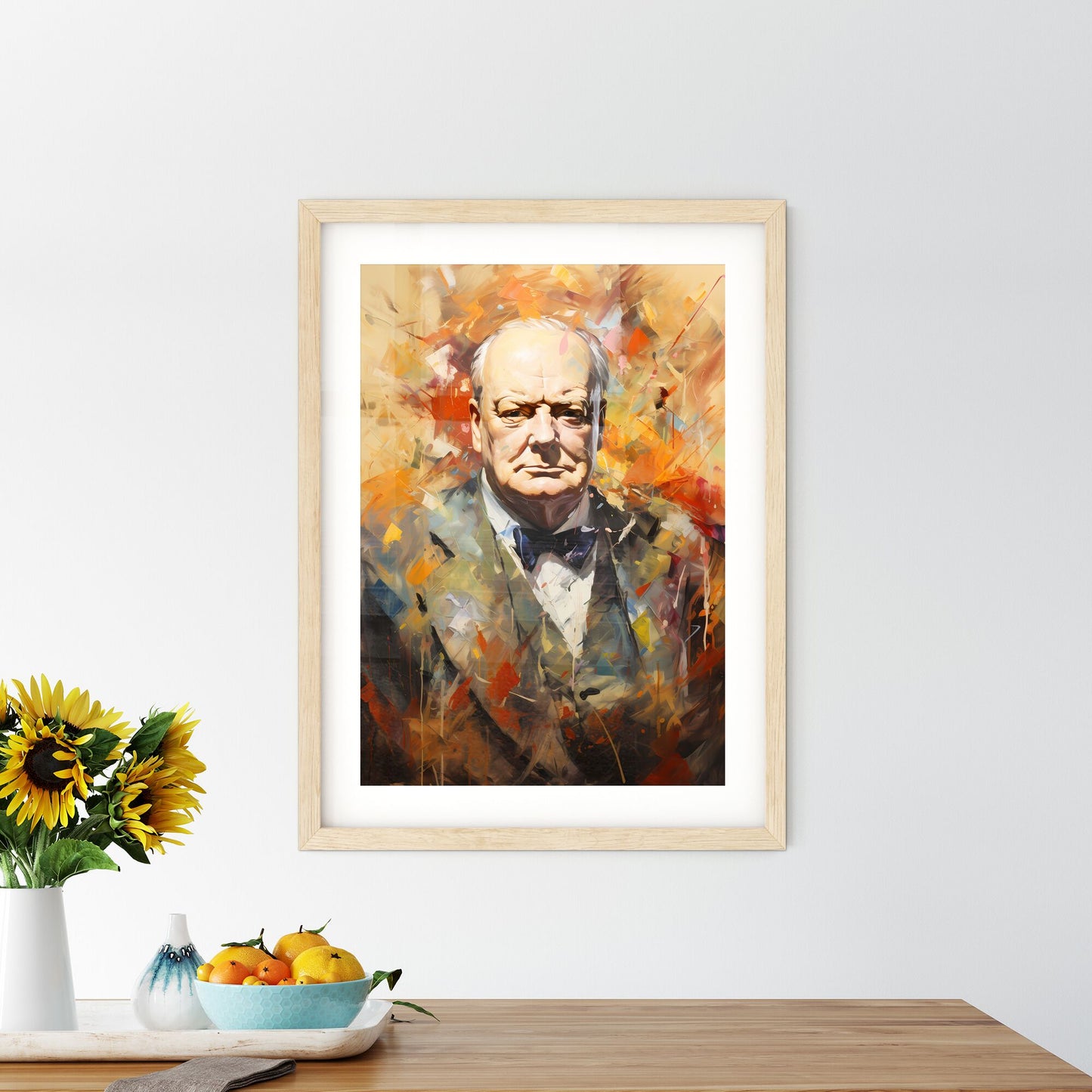 Winston Churchill British Wartime Prime Minister - A Painting Of A Man In A Suit Default Title