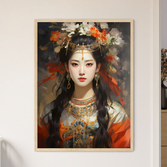 Wu Zetian Emperor Of China - A Woman With Long Black Hair And A Crown And Gold Jewelry Default Title