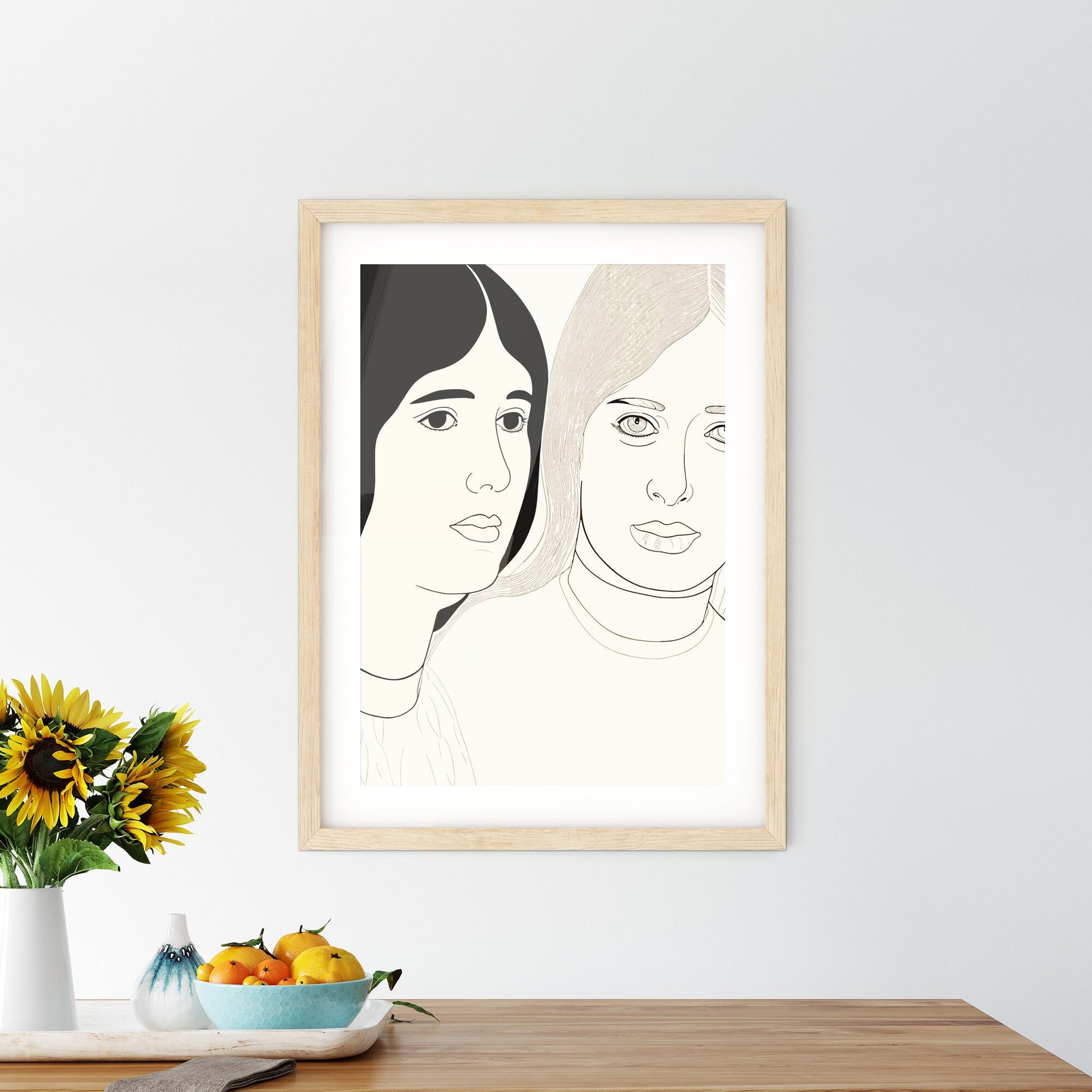 60S Advertising Gossip Scene Of Two Women - A Drawing Of Two Women Default Title
