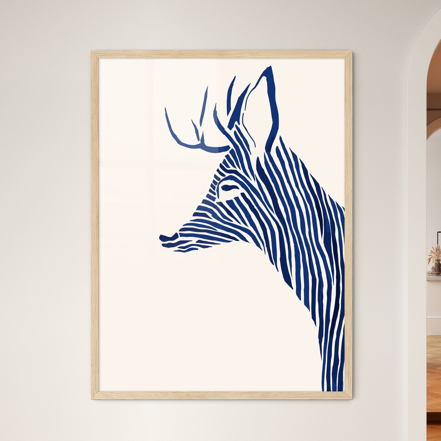 Black Marker Style Drawing Of A Deer Woodcut Print  Wall Art