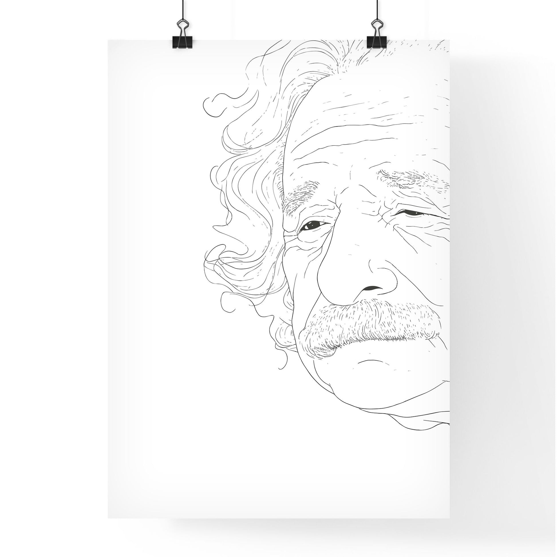 Portrait Of Albert Einstein - A Drawing Of A Man With A Mustache Default Title