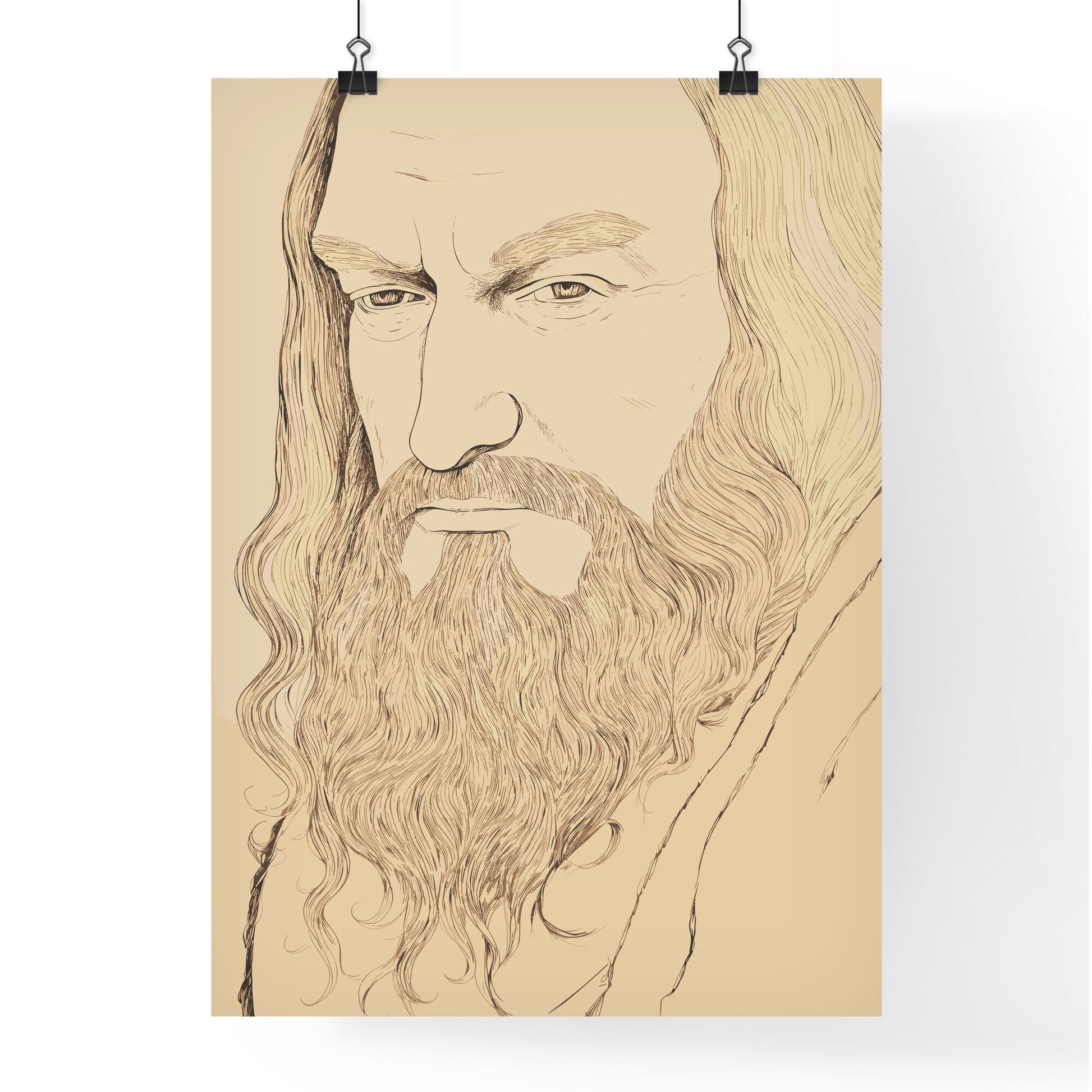 Portrait Of Albrecht Dürer - A Drawing Of A Man With Long Hair And A Beard Default Title