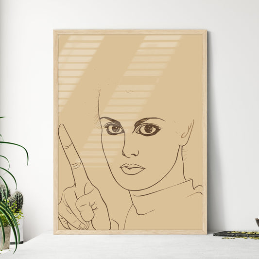 Portrait Of An 60S Advertising Girl Pointing Finger - A Drawing Of A Woman Pointing Up Default Title