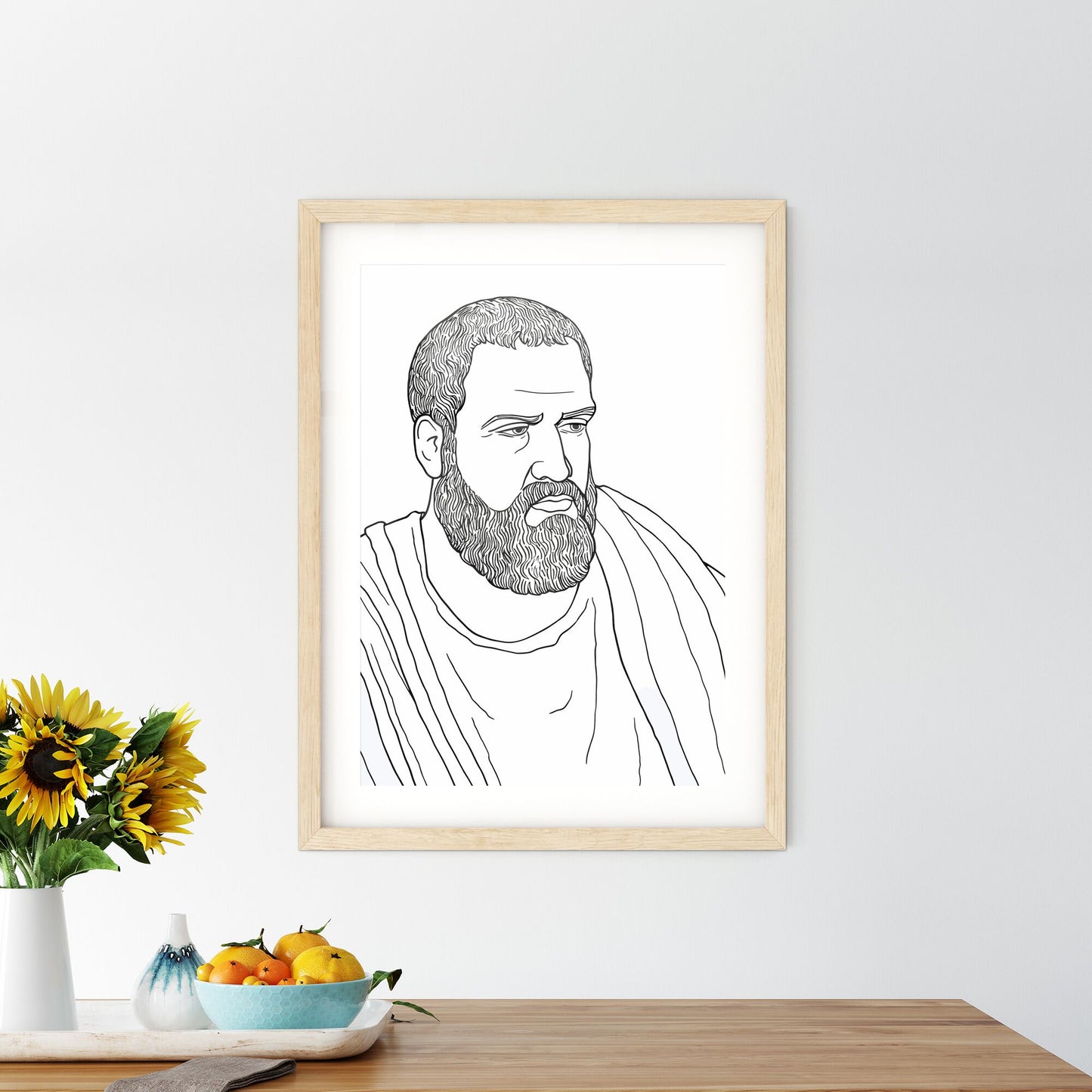 Portrait Of Aristoteles - A Drawing Of A Bearded Man Default Title
