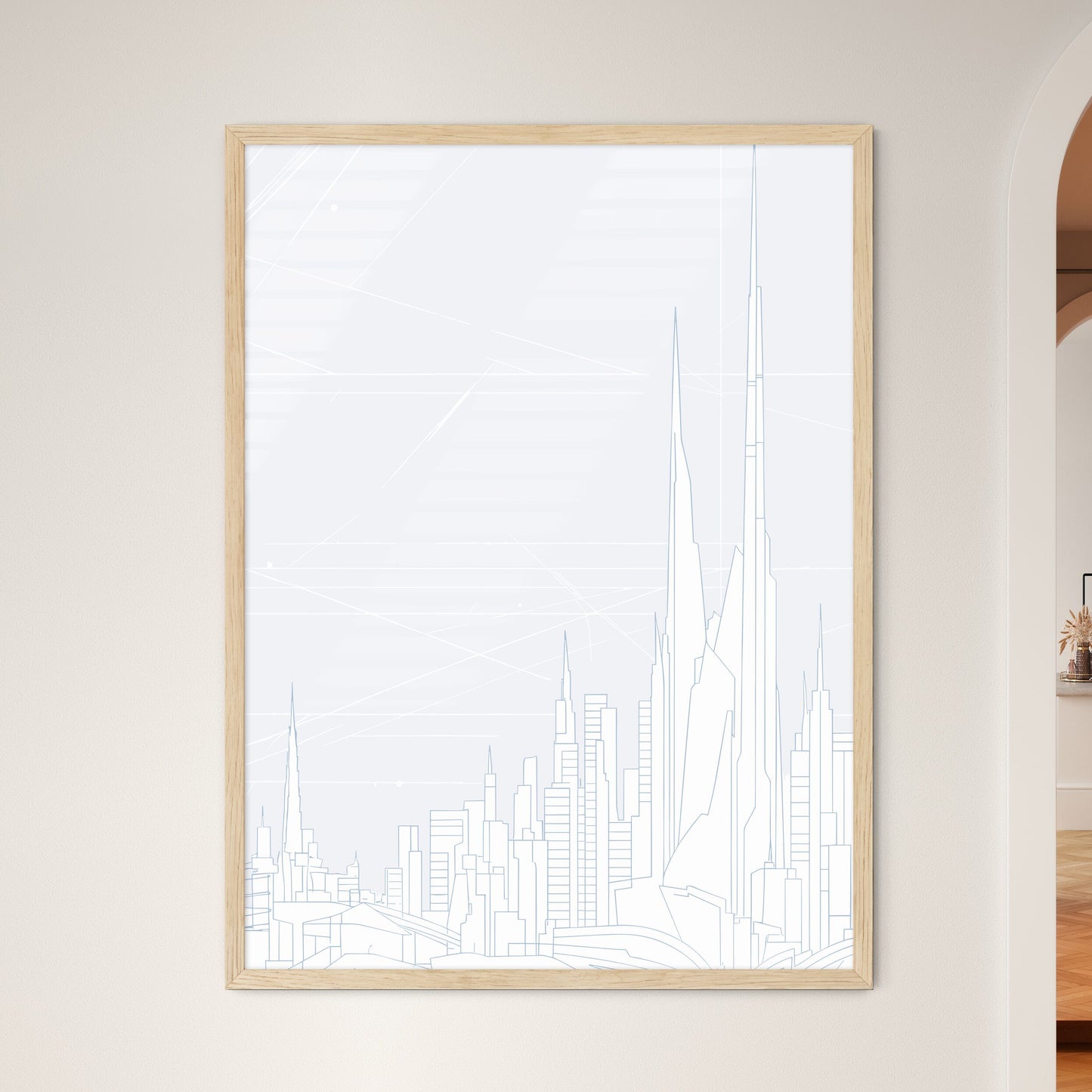 Bangkok Thailand Skyline - A Drawing Of A City Framed Art