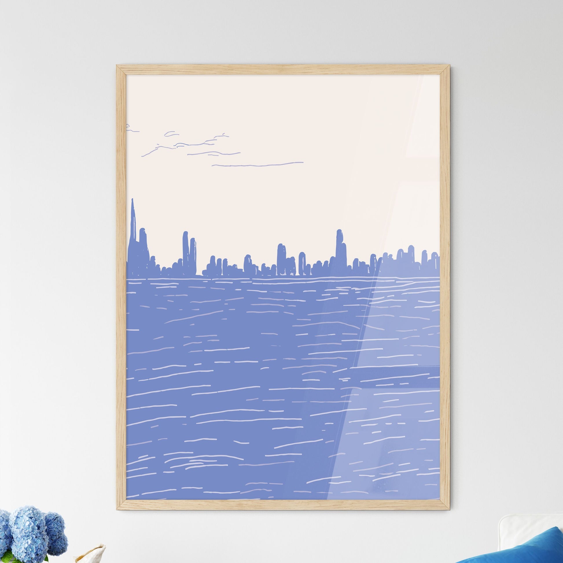Boston Pier And Skyline - A City Skyline In The Distance Framed Art