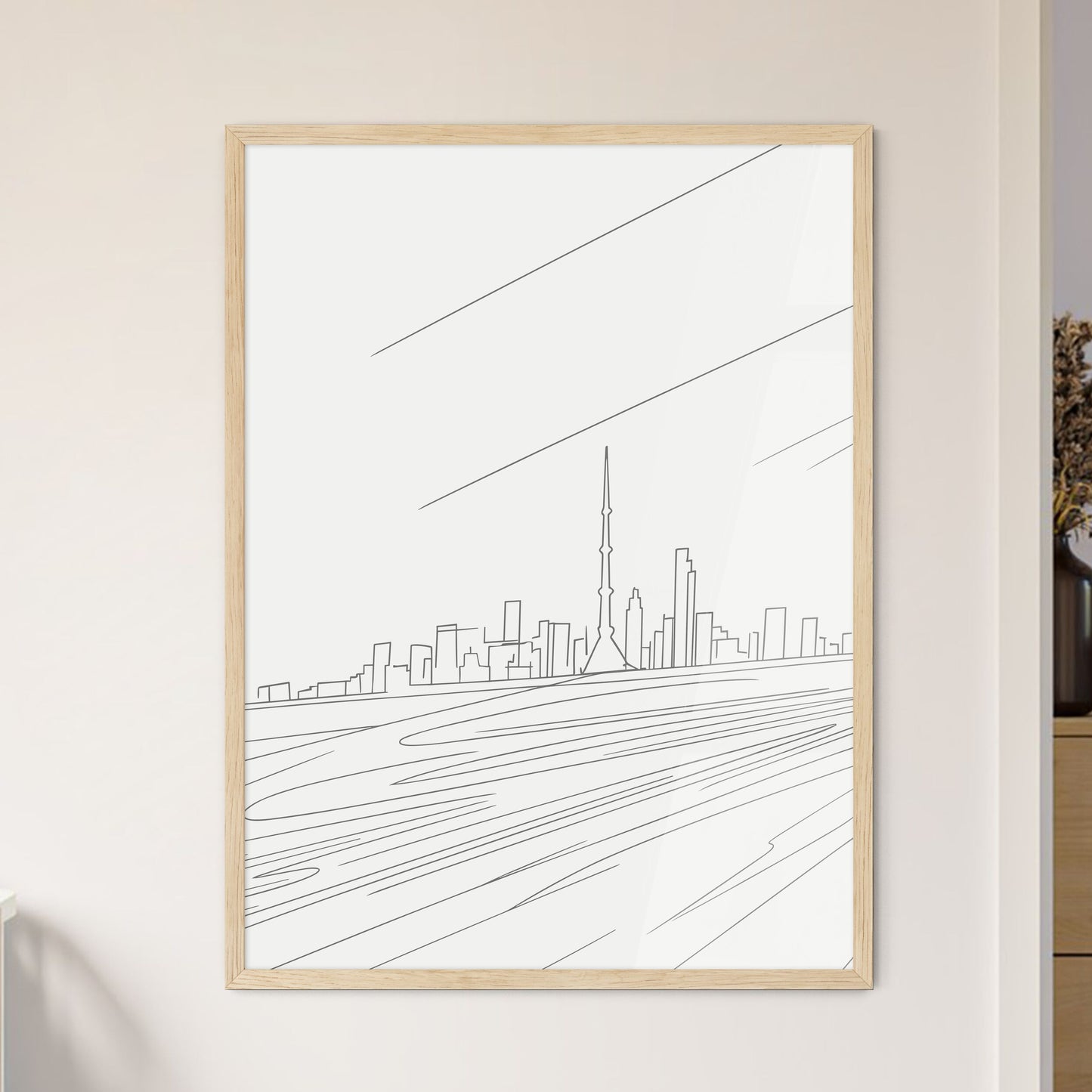 Boston Pier And Skyline - A Drawing Of A City Framed Art