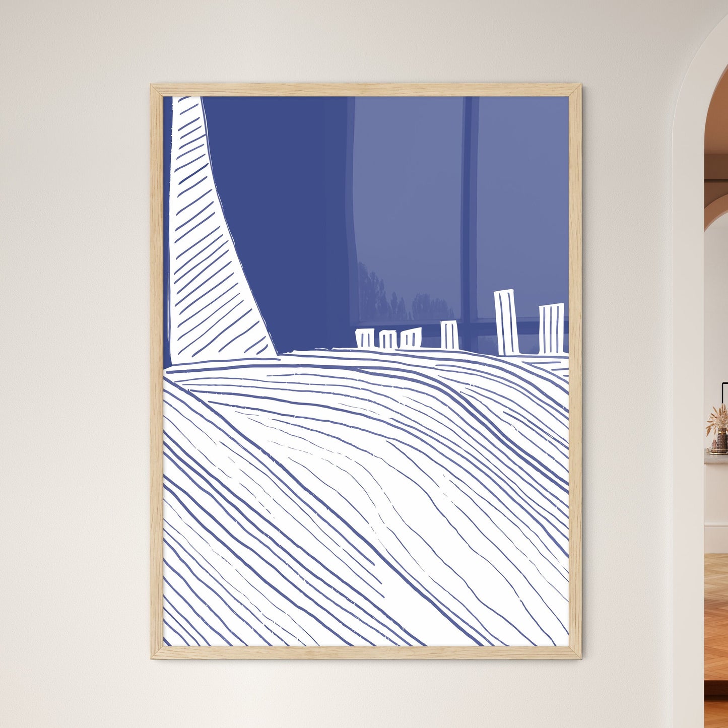 Boston Pier And Skyline - A Drawing Of - Framed Art Print