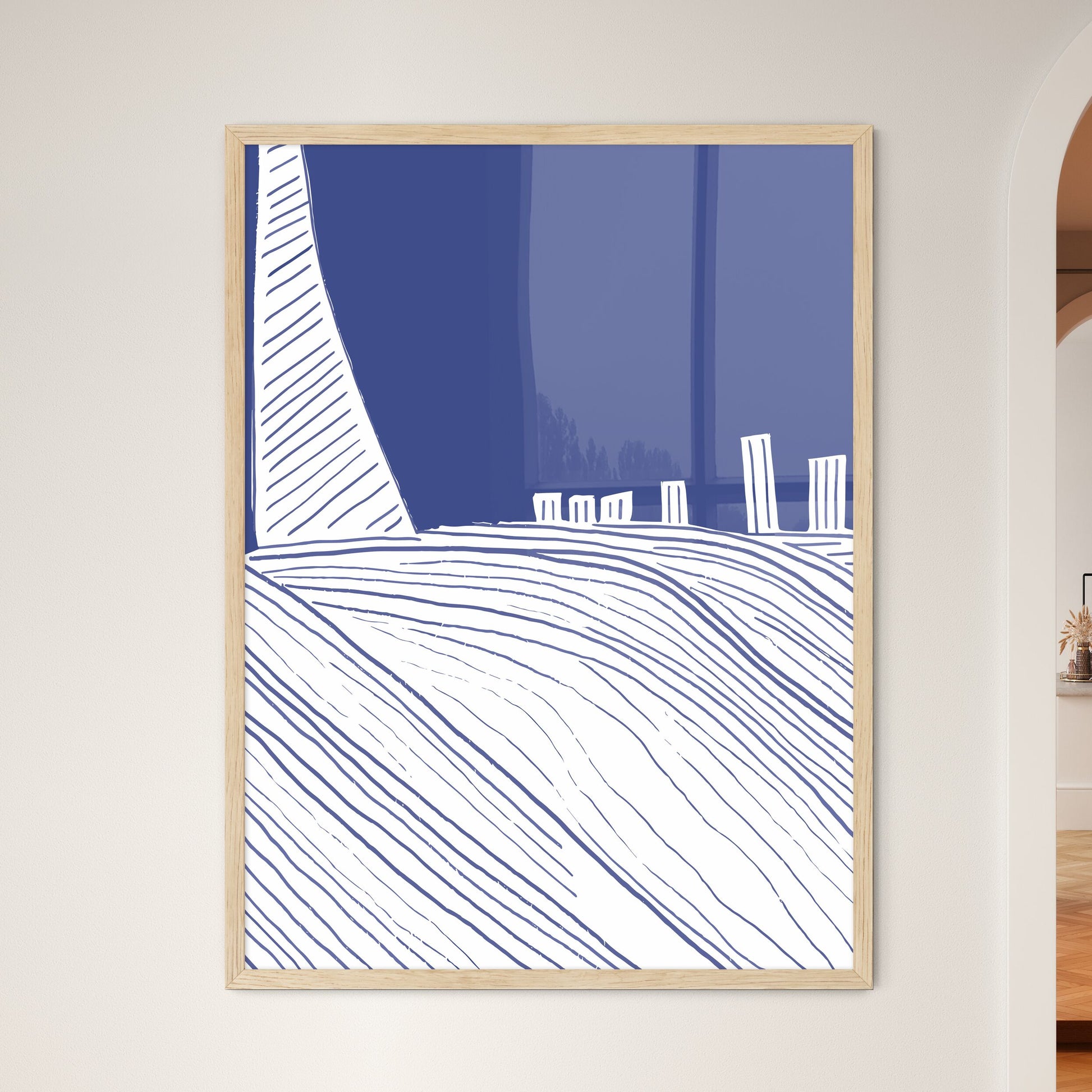 Boston Pier And Skyline - A Drawing Of - Framed Art Print
