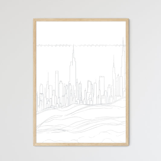 Boston Skyline - A Drawing Of A City Framed Art