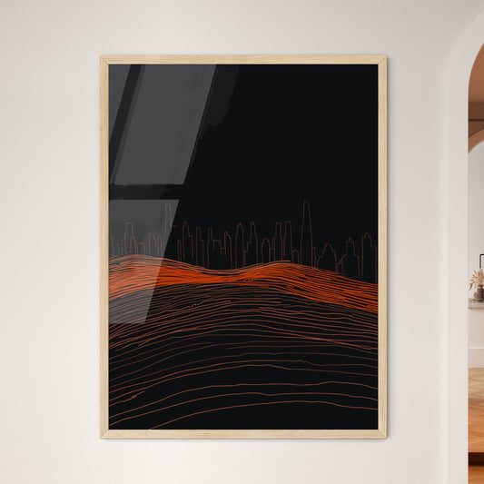 Chicago Skyline - A City Skyline With Orange Lines Framed Art