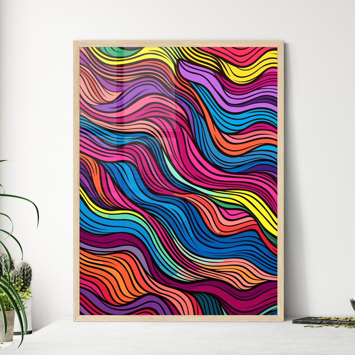 Colorful Waves - A Colorful P - Framed Art Print