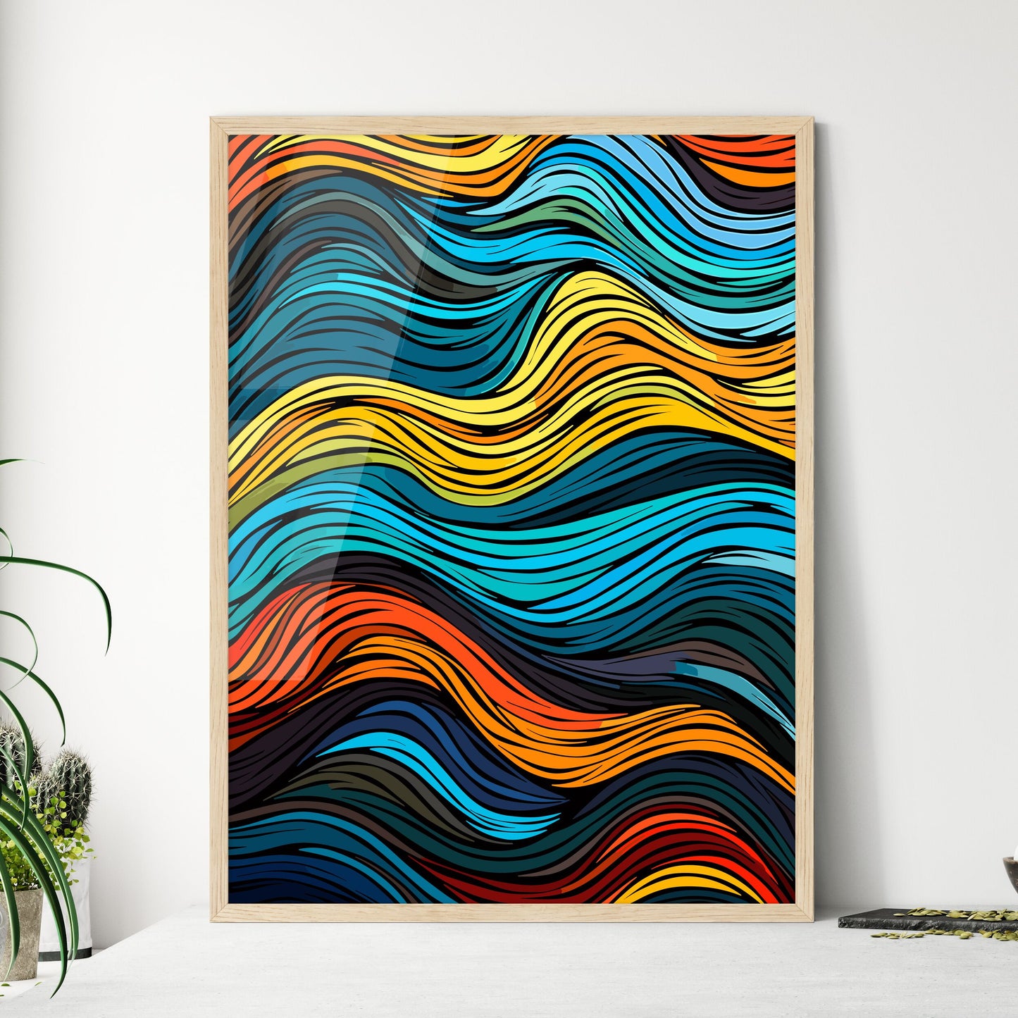 Colorful Waves - A Colorful P - Framed Art Print