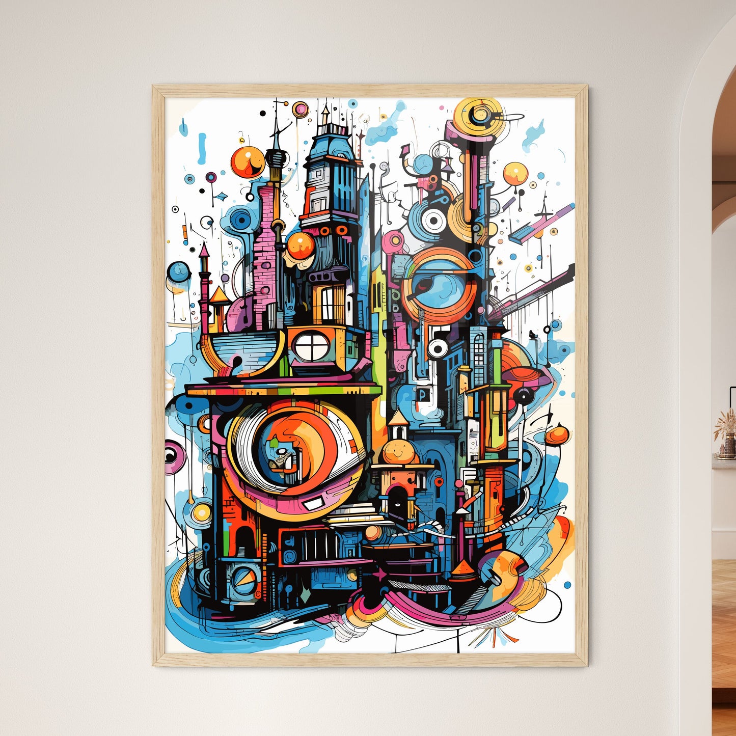Exploring The City - A Colorful Art Piece Of Artwork Framed Art