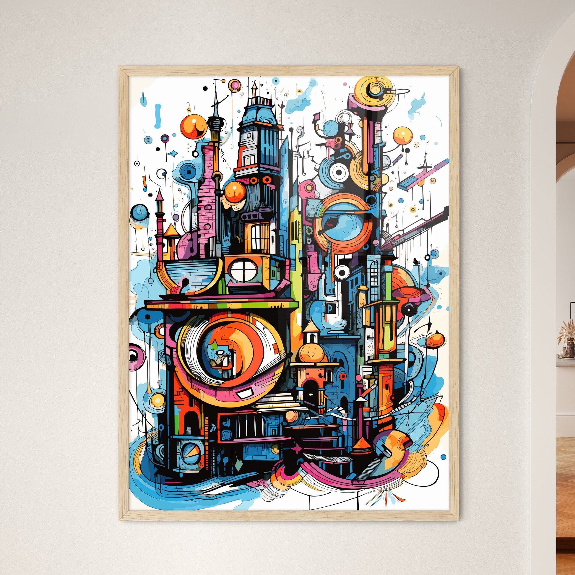 Exploring The City - A Colorful Art Piece Of Artwork Framed Art