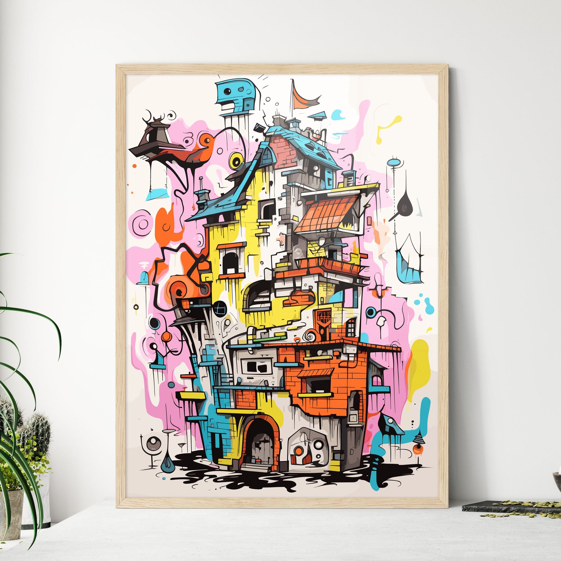 Impressive House - A Colorful Art Piece Of Artwork Framed Art