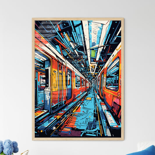In The Subway Train - A Train Inside A Tunnel Framed Art