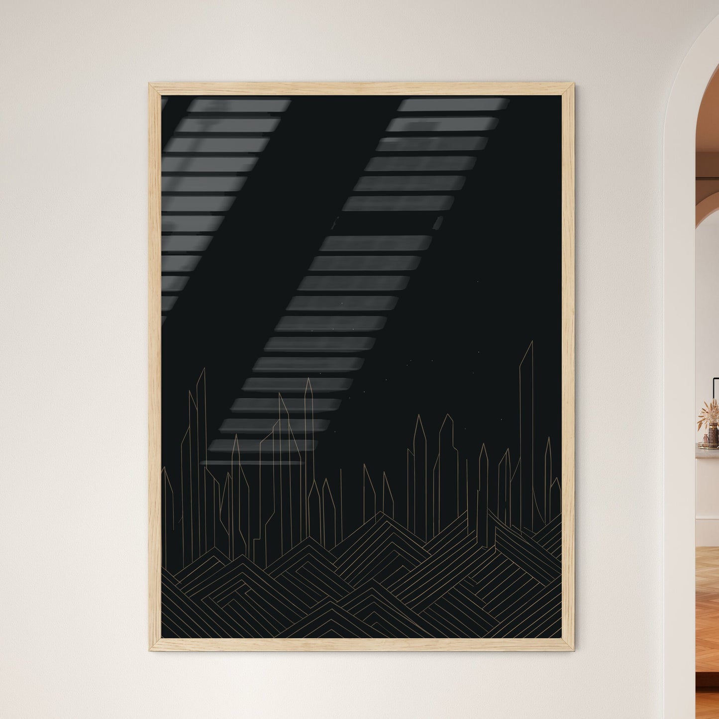 Istanbul Skyline - A Black And Gold Cityscape Framed Art