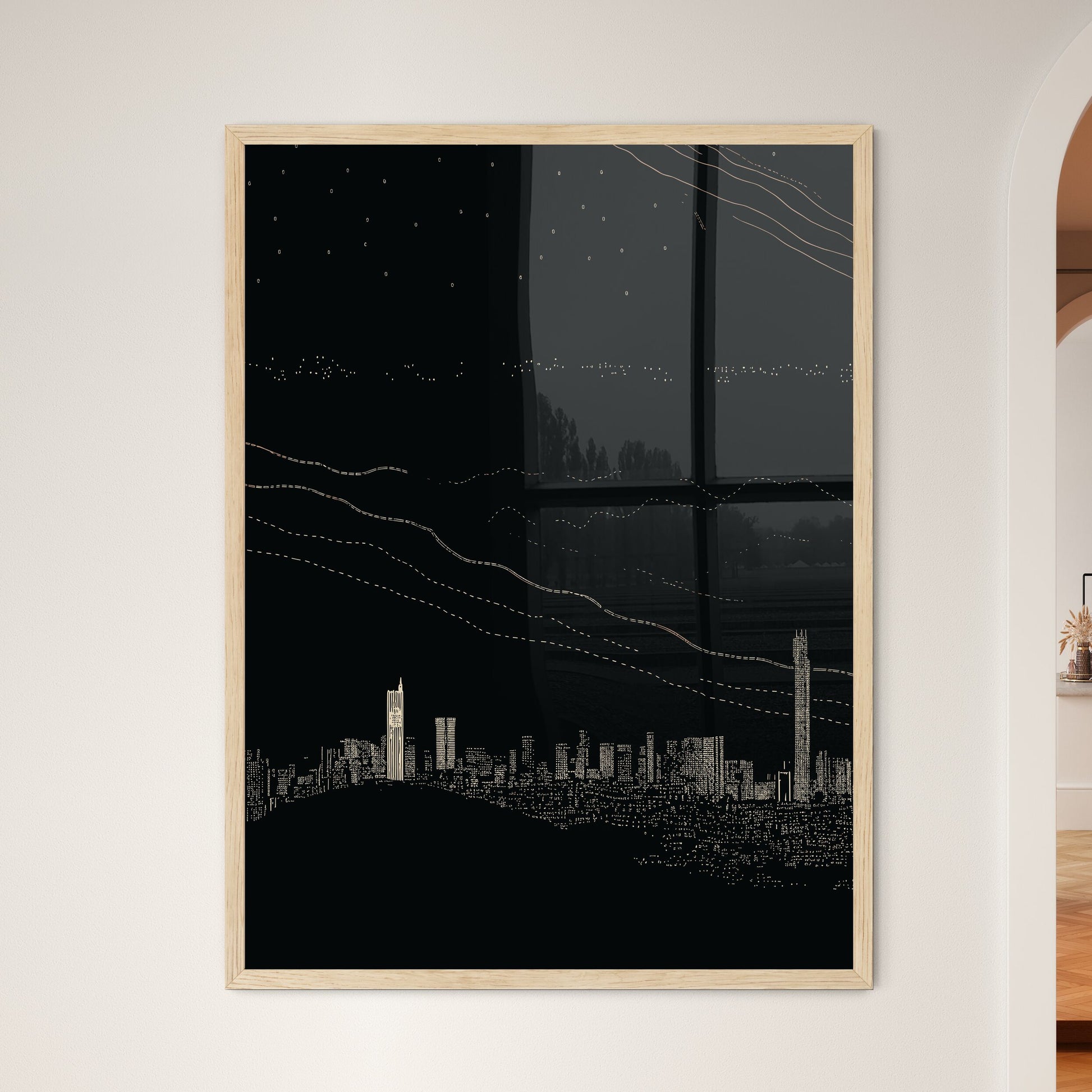 Istanbul Skyline - A City At Night With Lights Framed Art