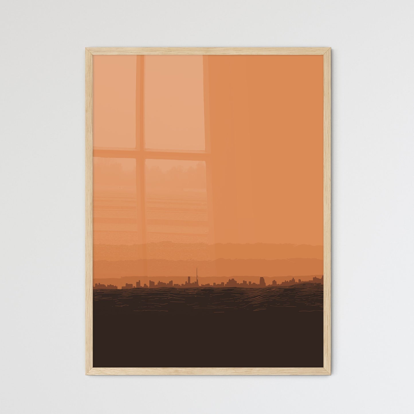 Istanbul Skyline - A Silhouette Of A City With A Orange Sky Framed Art