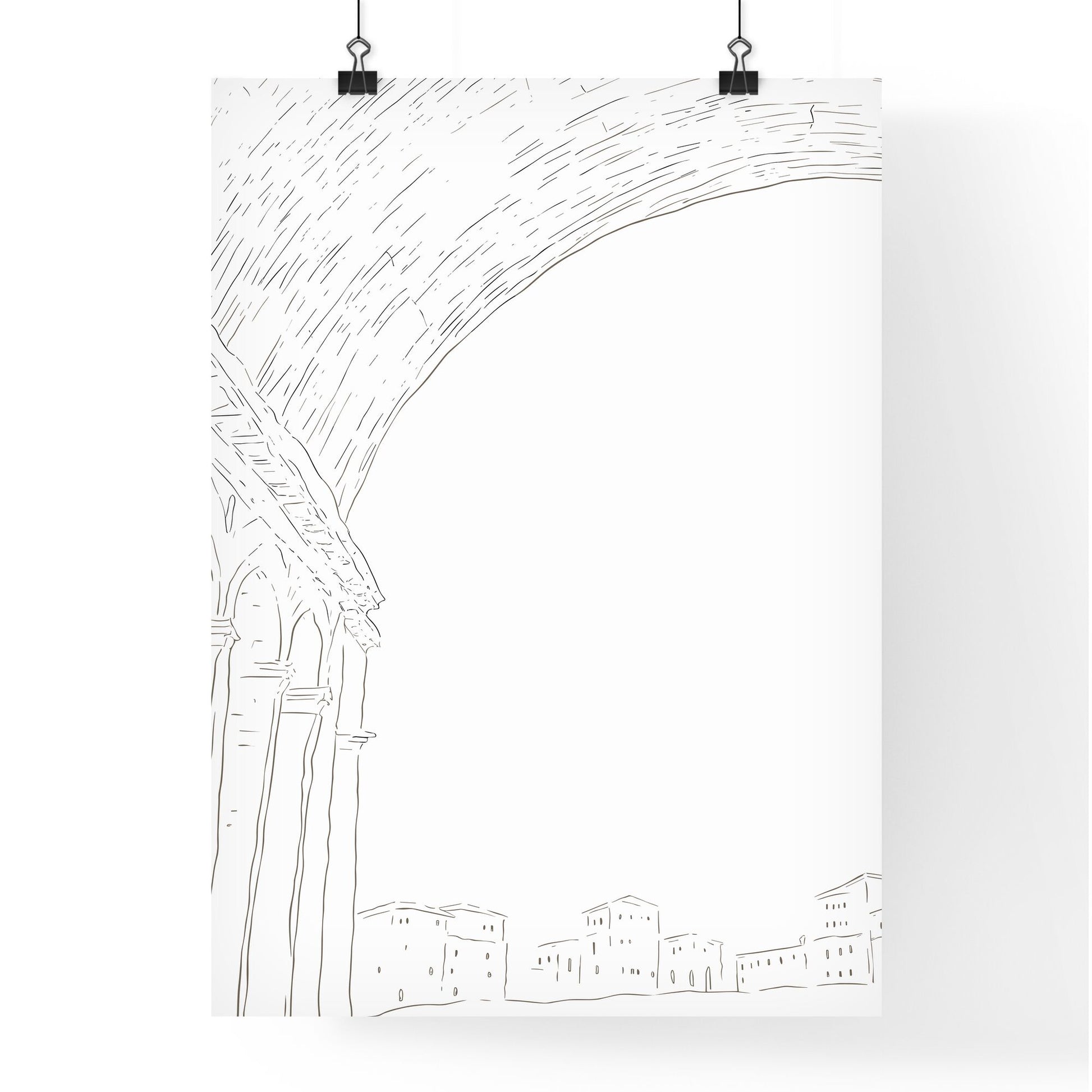 Italy - A Drawing Of A Building With Arches Default Title