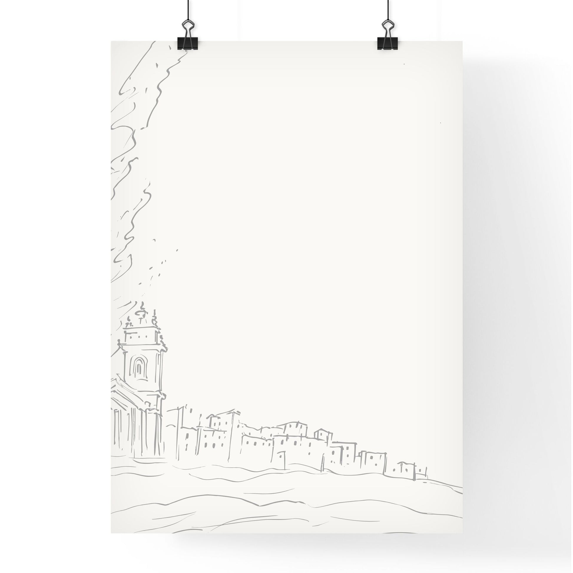 Italy - A Drawing Of A Building And A Smokestack Default Title