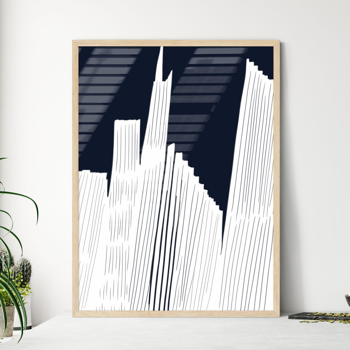 New York Buildings - A White Line - Framed Art Print