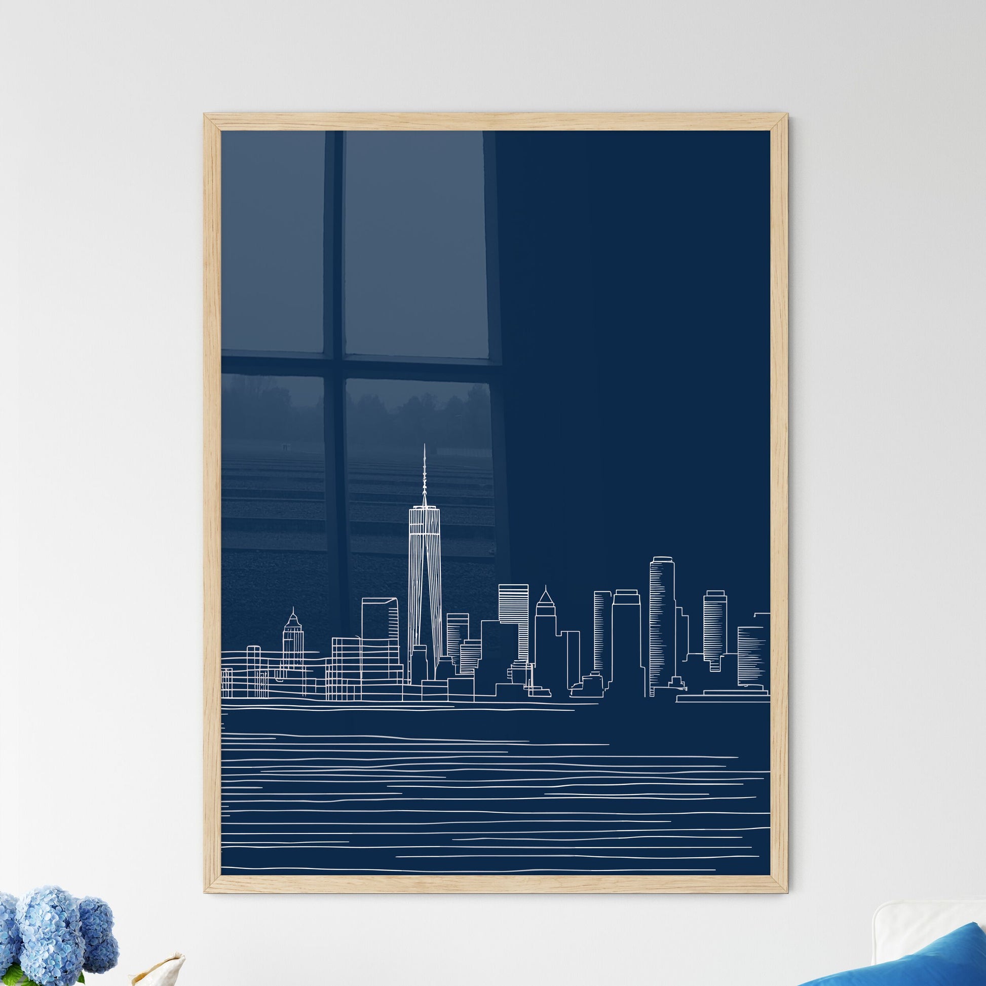 New York City Skyline - A Drawing Of A City Skyline Framed Art