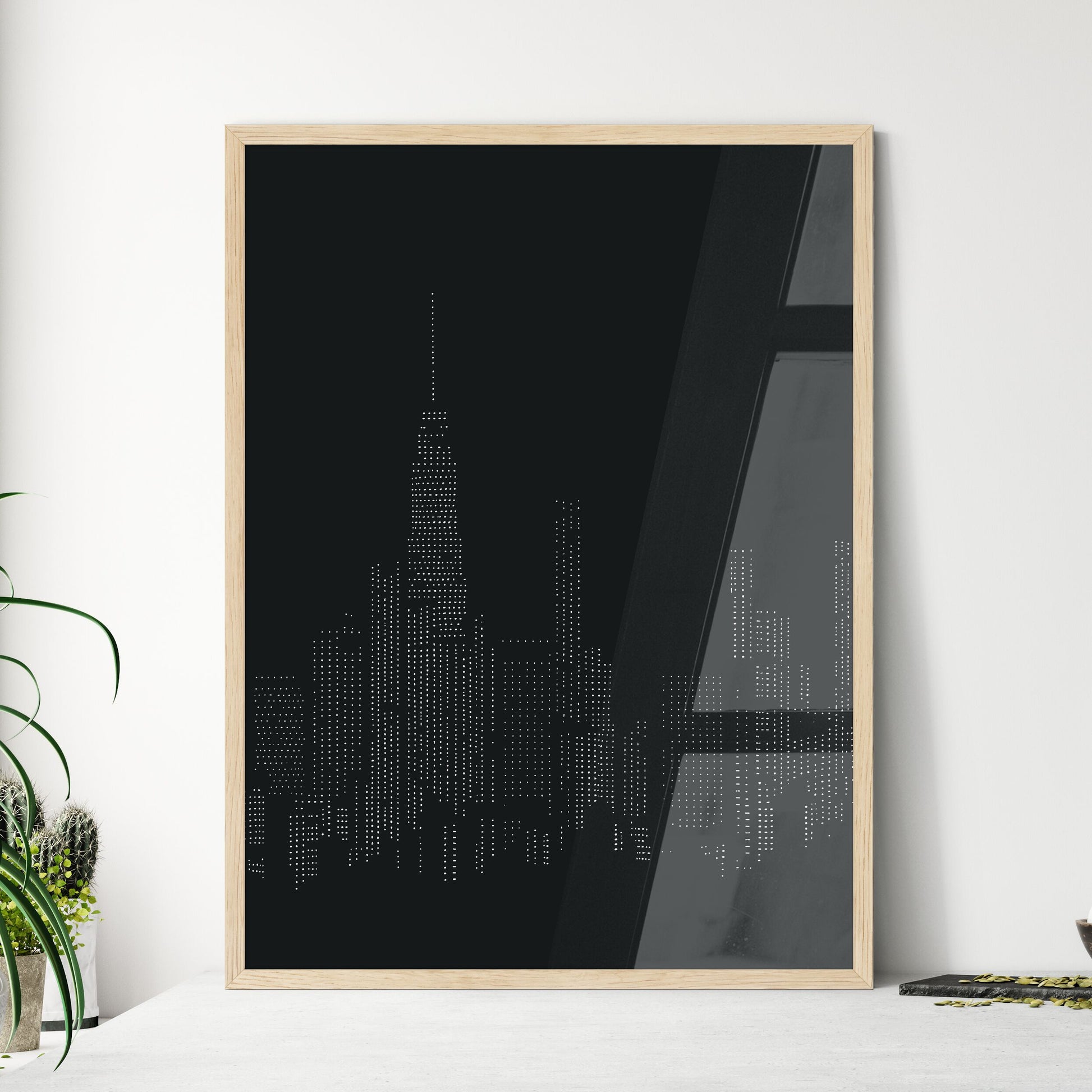 New York City Skyline - A City Skyline At Night Framed Art