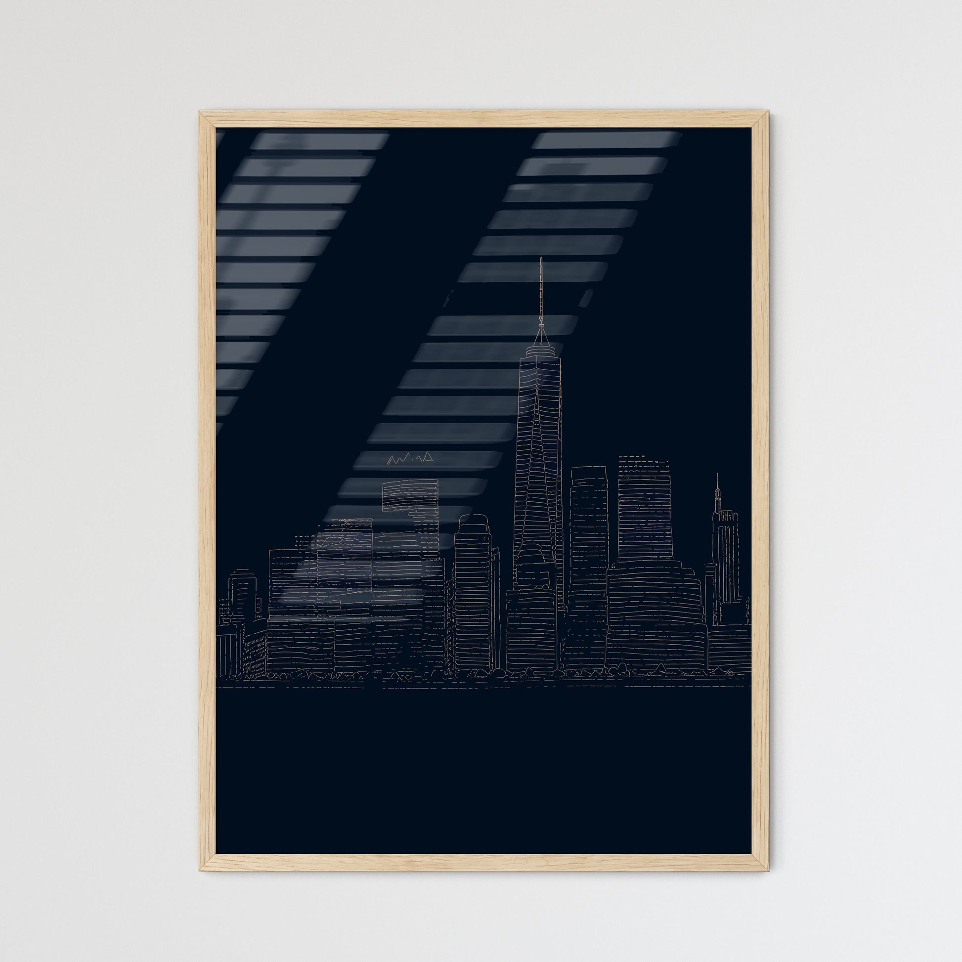 New York City Skyline - A Drawing Of A City Skyline Framed Art