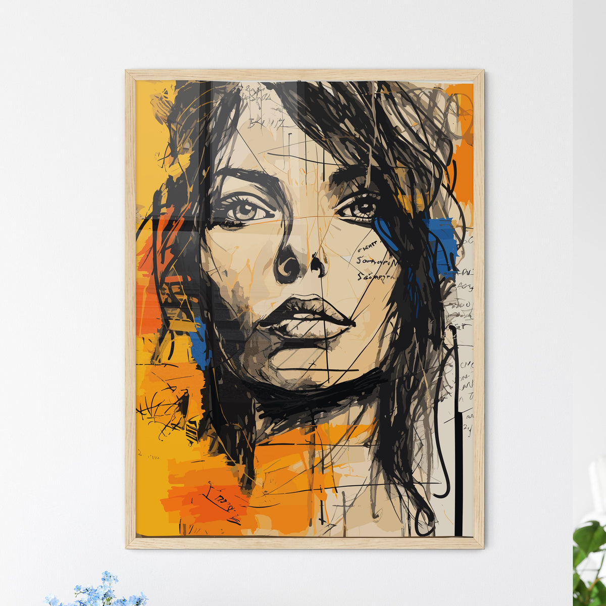 Portrait With Charcoal Pencil On Old - A Pai - Framed Art Print