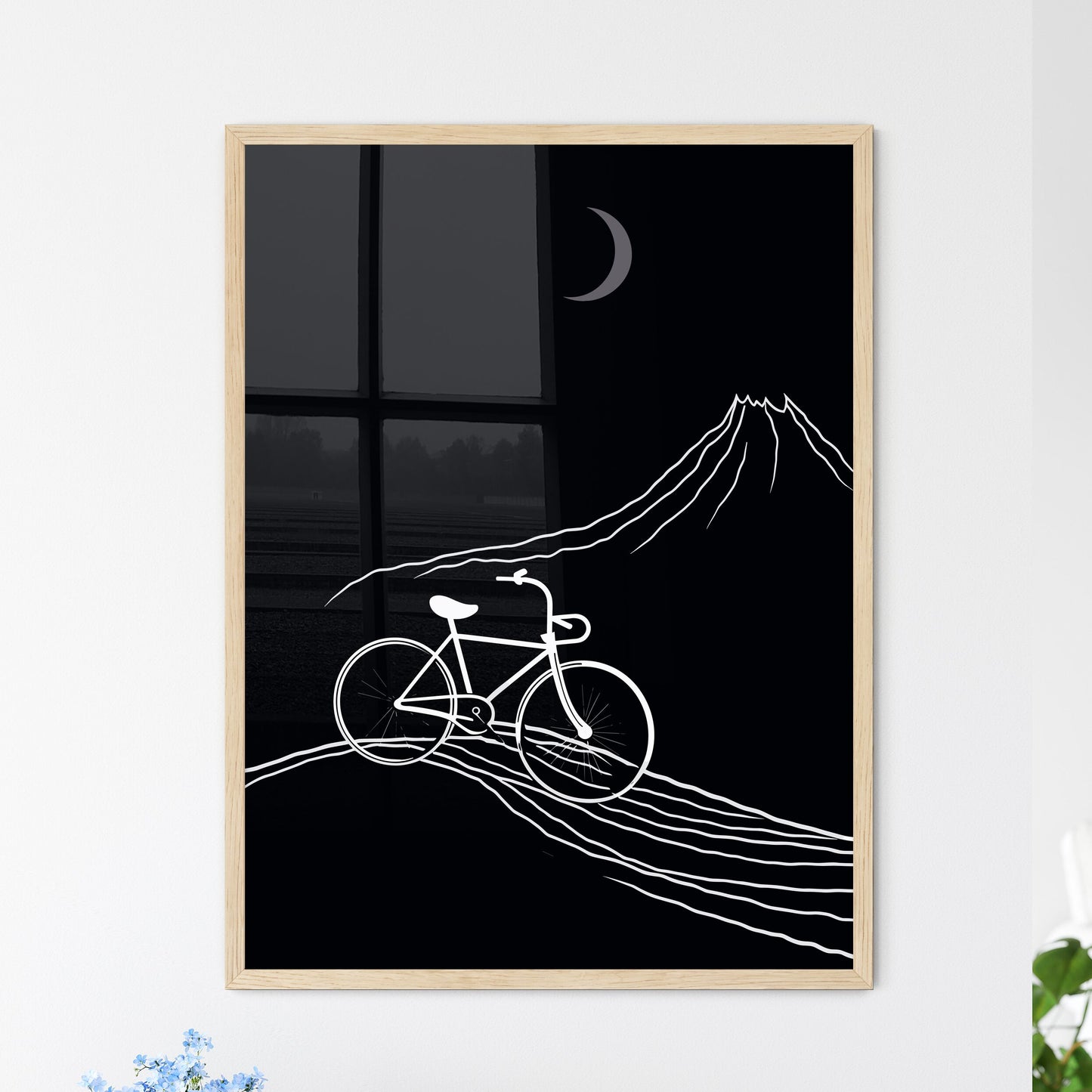 Riding A Bike - A White Bicy - Framed Art Print