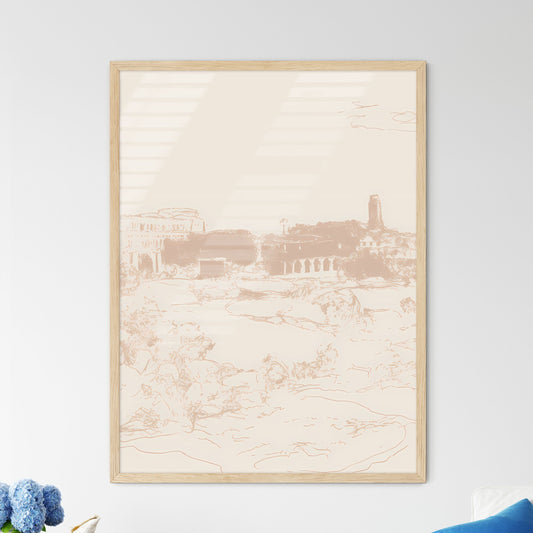 Rome Italy Impressive Skyline - A Landscape With Buildings And Trees Framed Art