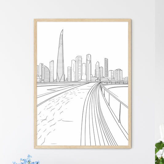 Shanghai China Waterfront - A Drawing Of A City Framed Art