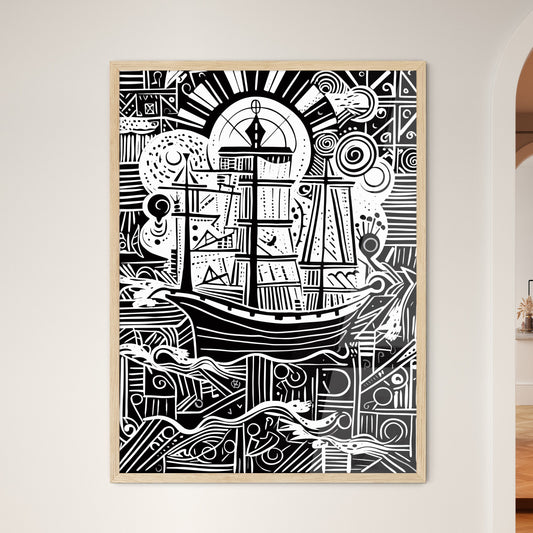 Ship Poster - A Black And White Art Of A Ship Default Title