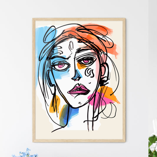 Simple Art Pen Portrait - A Drawing Of A Woman'S Face Default Title
