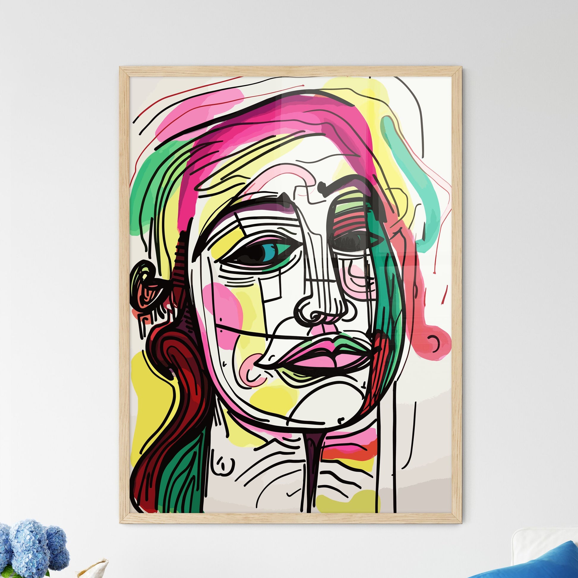 Simple Art Pen Portrait - A Drawing Of - Framed Art Print