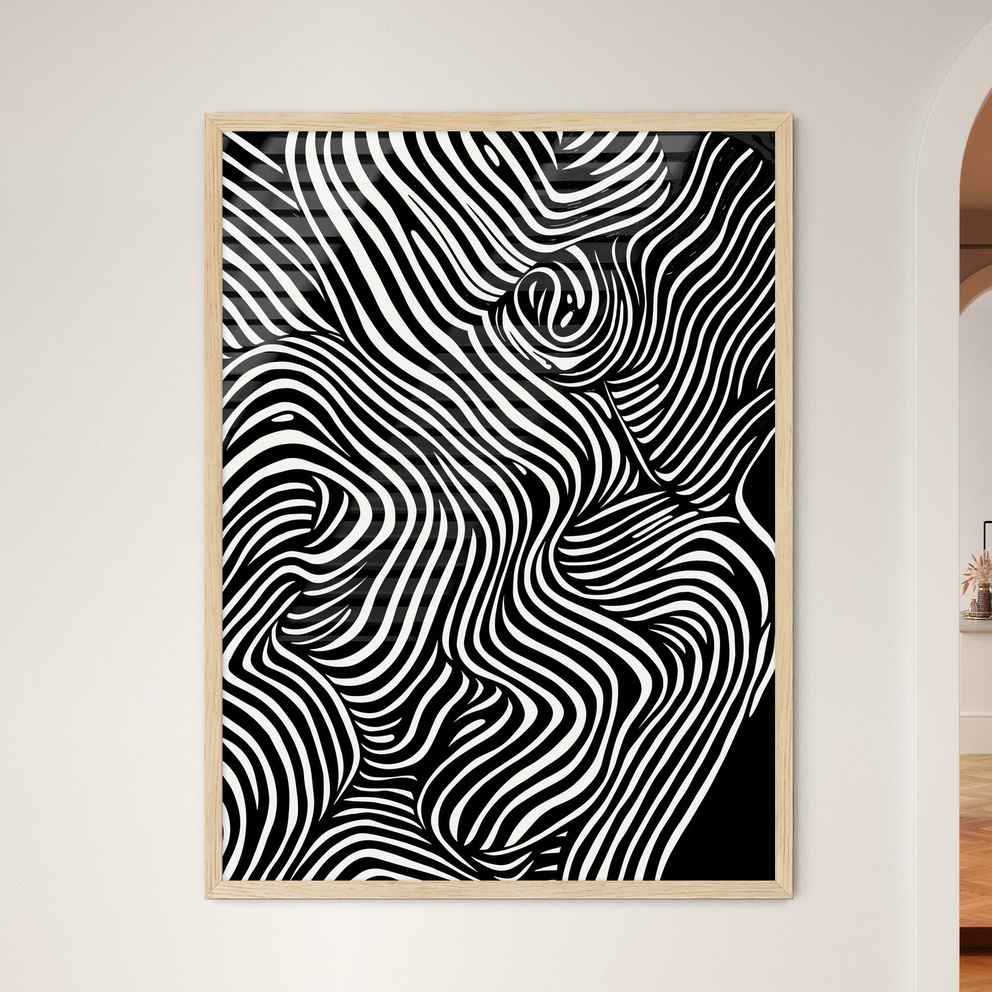 Simplicity Poster - A Black And  - Framed Art Print