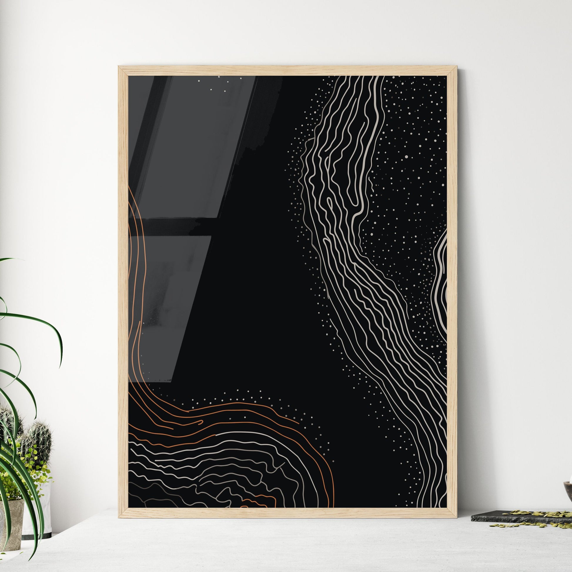 Simplicity Poster - A Black And  - Framed Art Print