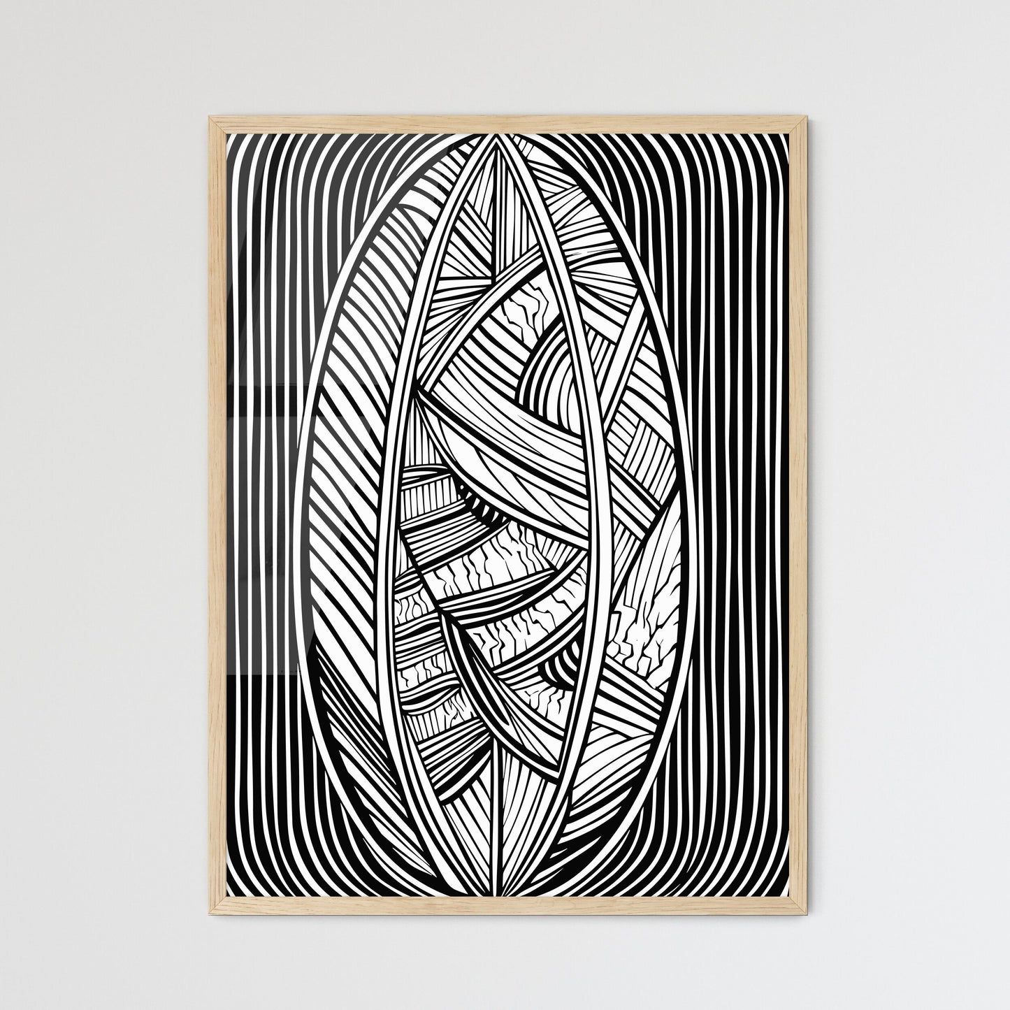 Surfboard Poster - A Black And  - Framed Art Print