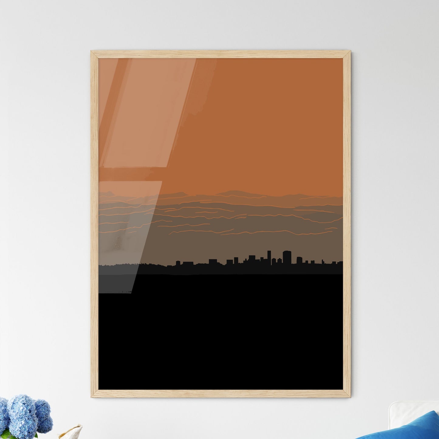 Sydney Australia Skyline - A Silhouette Of A City With Orange Lines In The Sky Framed Art