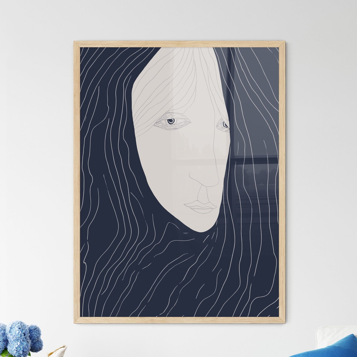 The Blue Cape Poster - A Drawing Of - Framed Art Print