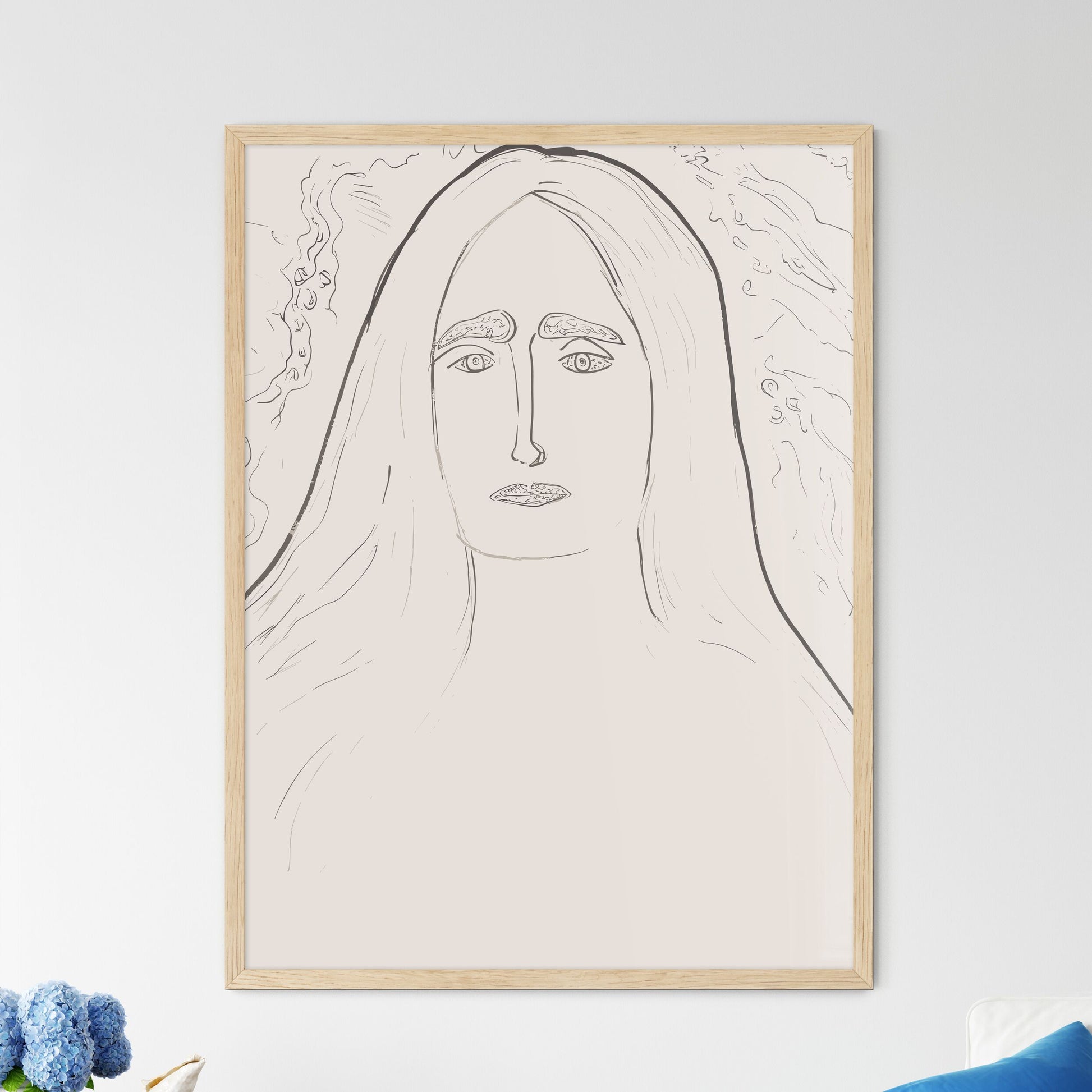 The Blue Cape Poster - A Drawing Of - Framed Art Print