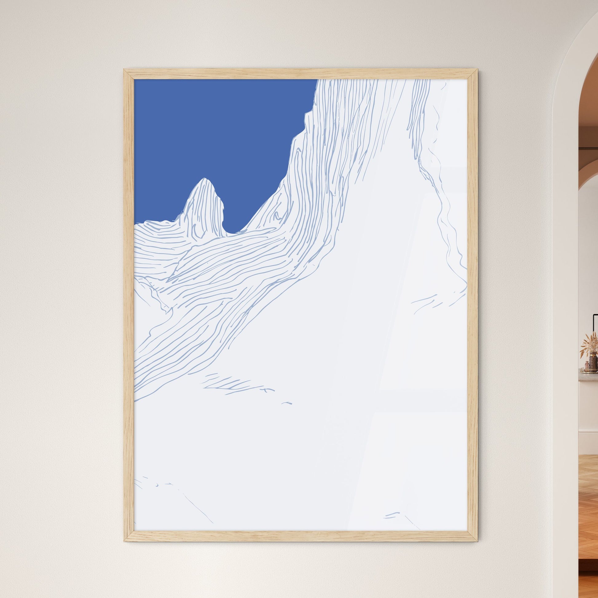 The Blue Cape Poster - A Blue And W - Framed Art Print