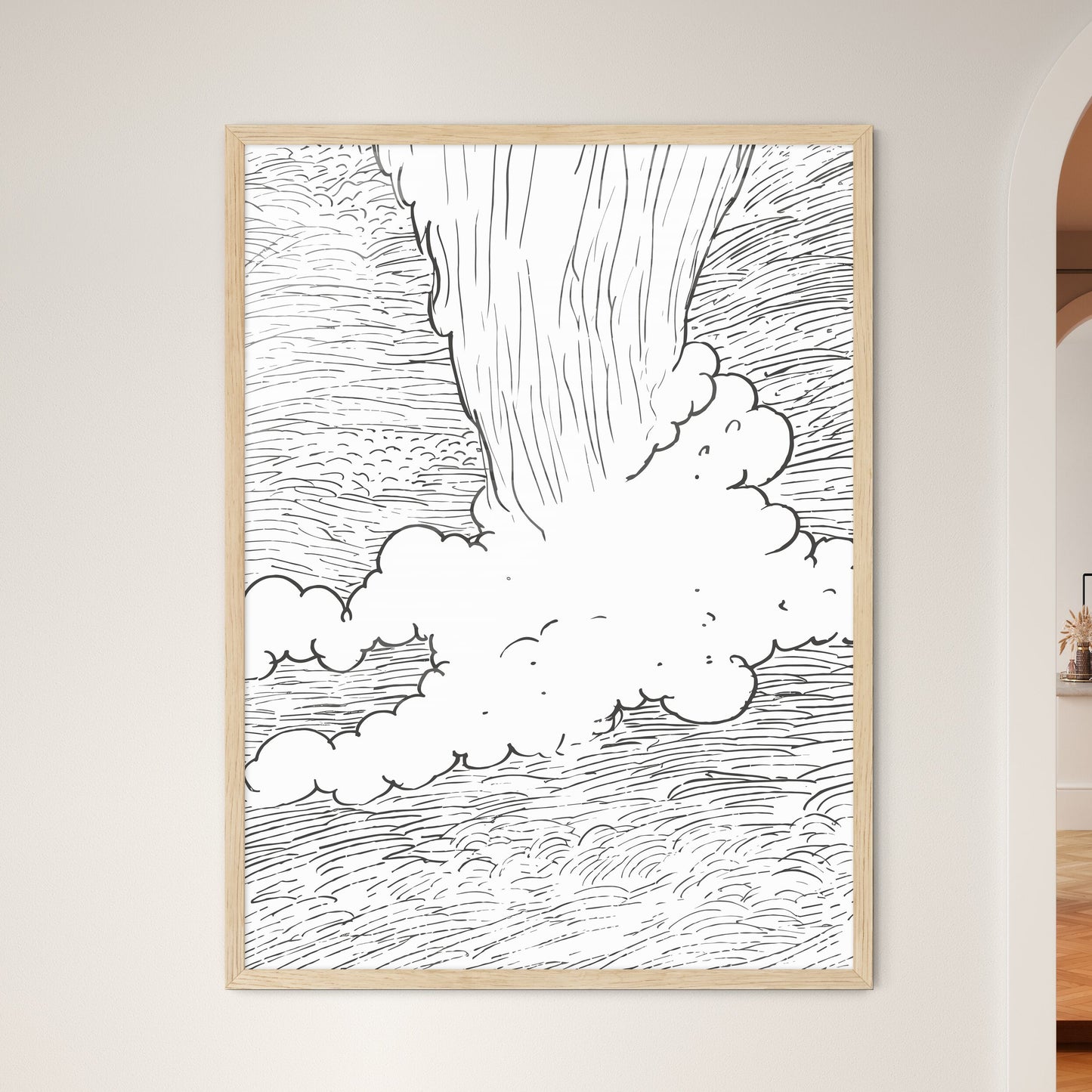 Tornado And Storm - A Drawing Of - Framed Art Print
