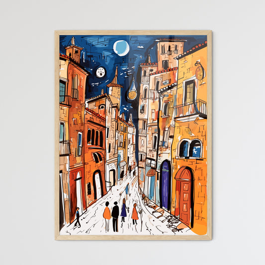 Watercolor Provence Streets Poster - A Drawing Of A Street With Buildings And People Default Title