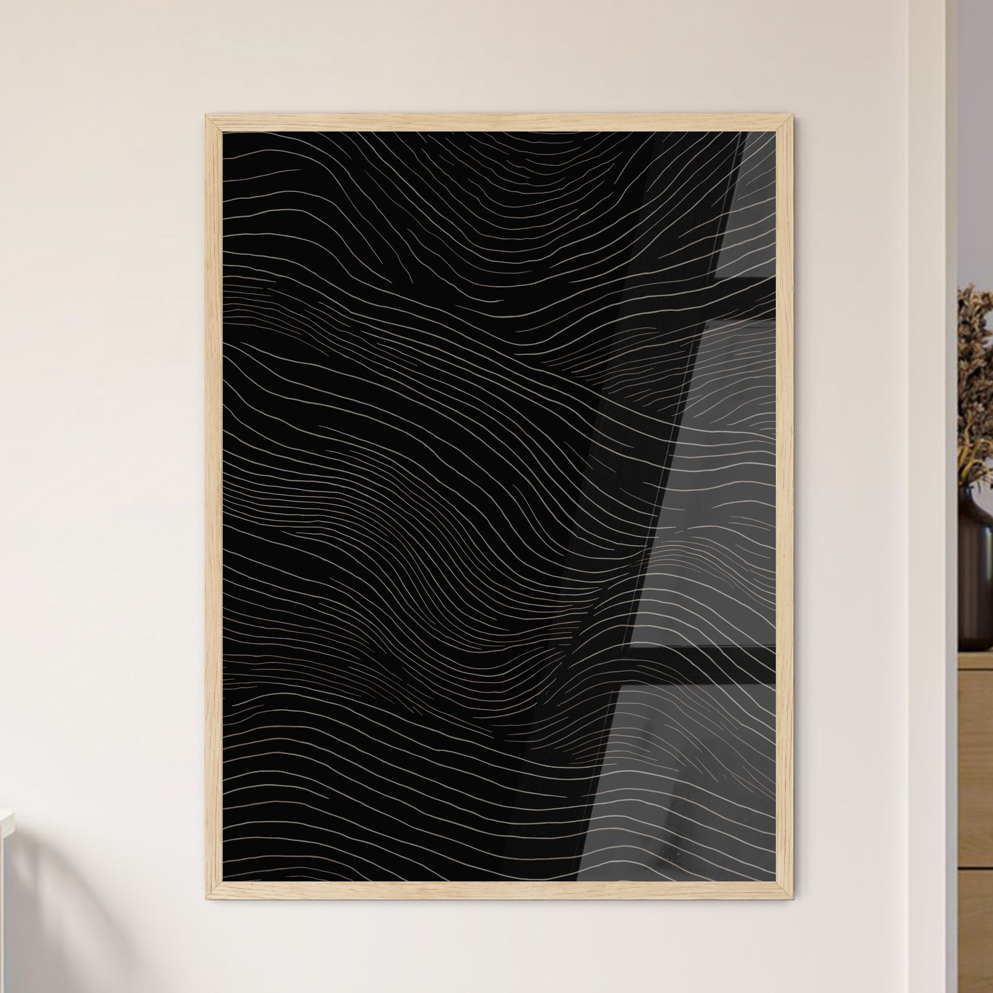 Waves Of Silence - A Black And  - Framed Art Print