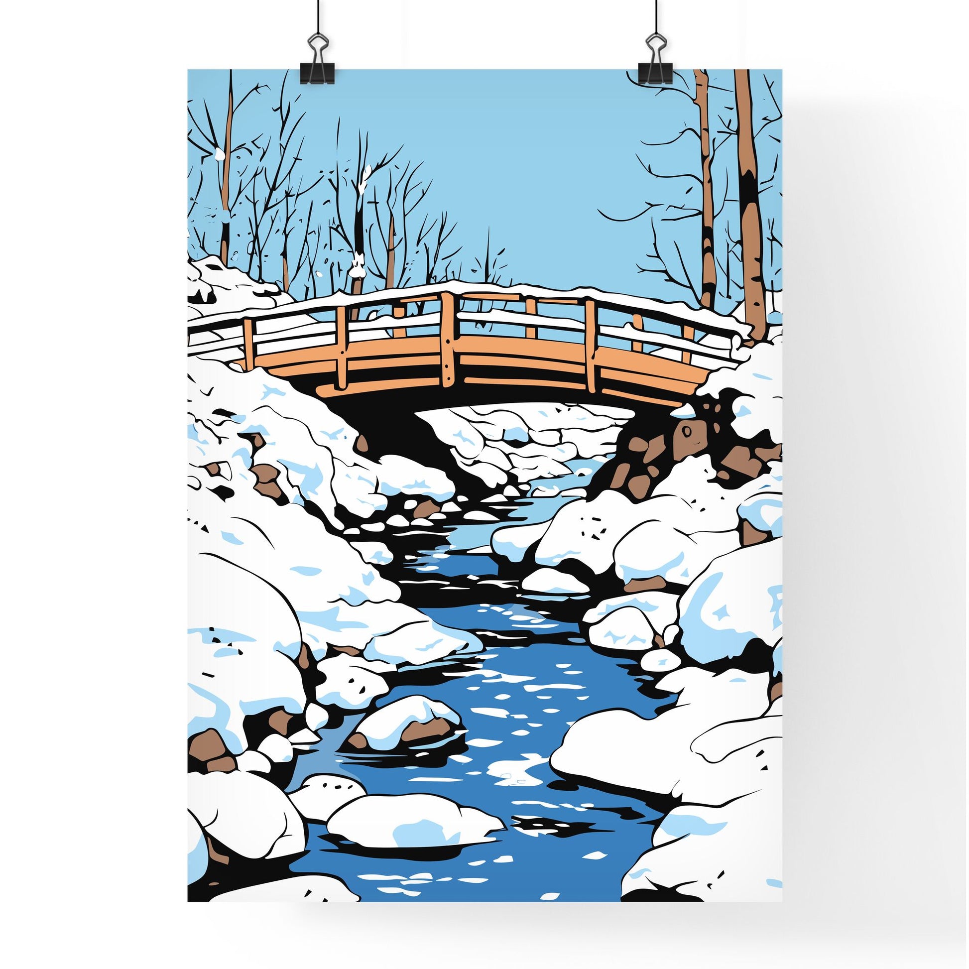 A Bridge Over A Stream Following A Heavy Snow - A Bridge Over A Stream In The Snow Default Title